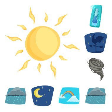 Hava ve İklim simge vektör Illustration. Hisse senedi için hava ve bulut vektör simge kümesi.