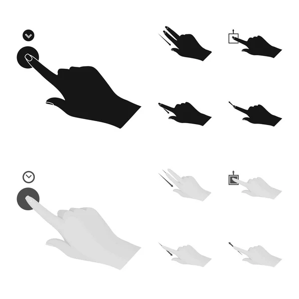 Ilustración vectorial de pantalla táctil e icono de mano. Colección de pantalla táctil y símbolo de stock táctil para web . — Vector de stock