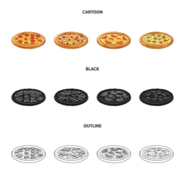 Vector illustration of pizza and food symbol. Set of pizza and italy stock vector illustration. — Stock Vector