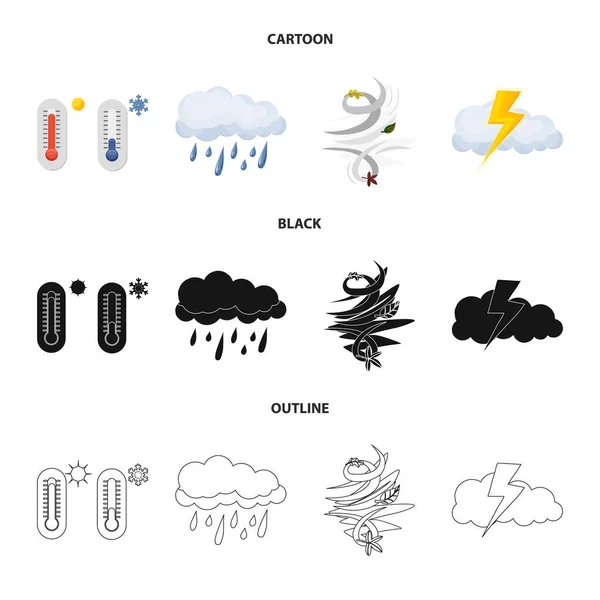 Isolerade objekt av väder och väder symbol. Samling av väder och vektor programikonen för lager. — Stock vektor