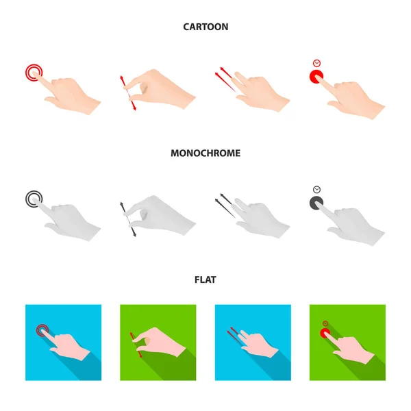 Isoliertes Objekt mit Touchscreen und Handlogo. Set aus Touchscreen und Touchstock-Symbol für Web. — Stockvektor