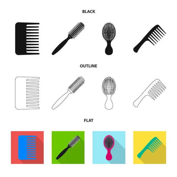 Векторная иллюстрация кисти и логотипа волос. Коллекция векторной иконки кисти и расчески для склада . — стоковый вектор