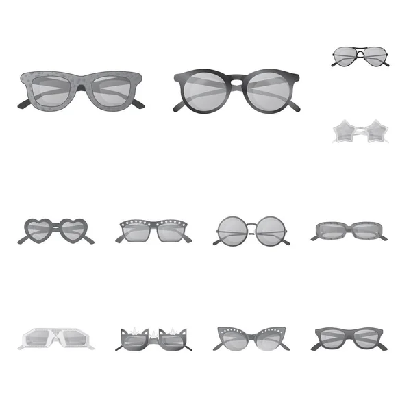 Ilustração vetorial de óculos e óculos de sol ícone. Coleção de óculos e símbolo de estoque acessório de web . — Vetor de Stock