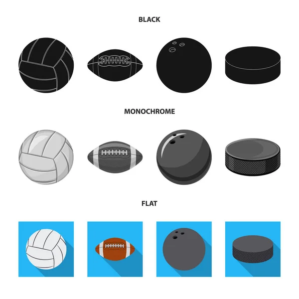 Oggetto isolato di sport e logo palla. Raccolta di sport e atletica simbolo stock per il web . — Vettoriale Stock