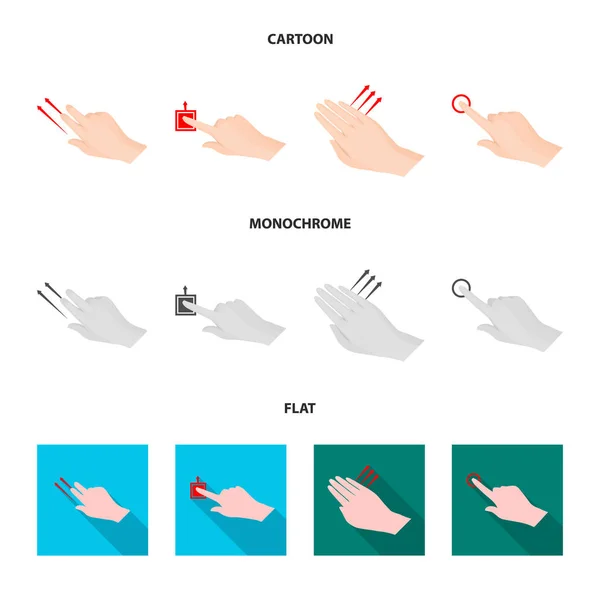 Objet isolé de l'écran tactile et le symbole de la main. Jeu d "écran tactile et icône vectorielle tactile pour stock . — Image vectorielle