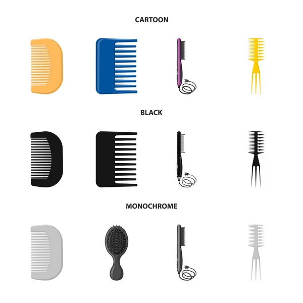 Conception vectorielle du logo brosse et cheveux. Collection de brosses et brosses à cheveux illustration vectorielle . — Image vectorielle