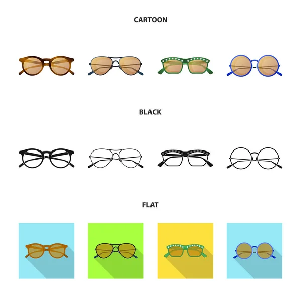 Vektor design av glasögon och solglasögon-logotypen. Uppsättning av glasögon och tillbehör vector ikon för lager. — Stock vektor