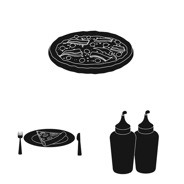 Ilustração vetorial de pizza e logotipo da comida. Coleção de pizza e itália ilustração vetor estoque . — Vetor de Stock