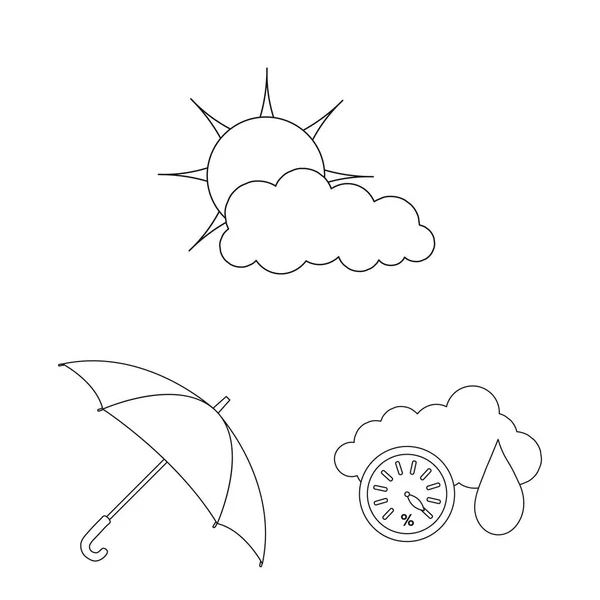 Illustrazione vettoriale del meteo e del segnale meteorologico. Raccolta di immagini vettoriali relative alle condizioni meteorologiche e all'applicazione . — Vettoriale Stock