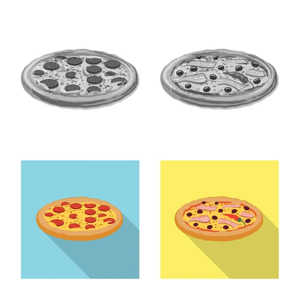 Isolierte Objekt der Pizza und Lebensmittel-Logo. Set von Pizza und italien Vektor-Symbol für Lager. — Stockvektor