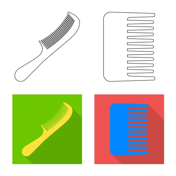 Geïsoleerde object van borstel en haar logo. Set borstel en haarborstel voorraad vectorillustratie. — Stockvector