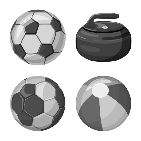 Objet isolé de sport et logo de balle. Jeu d'illustration vectorielle de stock sportif et sportif . — Image vectorielle