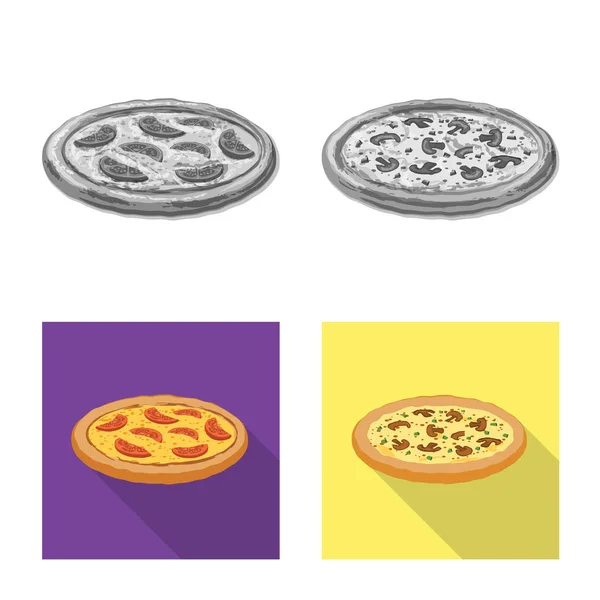 Illustrazione vettoriale di pizza e logo alimentare. Set di pizza e illustrazione vettoriale stock italia . — Vettoriale Stock