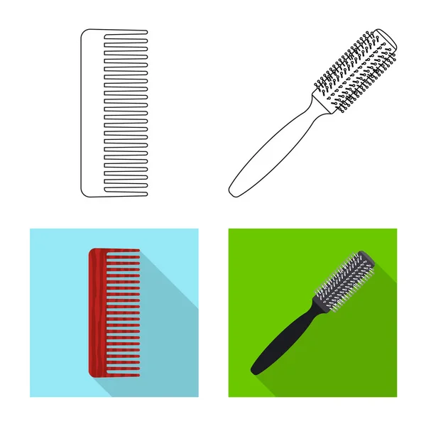 Isolated object of brush and hair sign. Collection of brush and hairbrush vector icon for stock. — Stock Vector