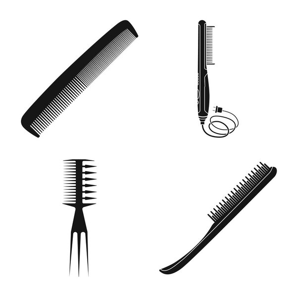 Изолированный объект кисти и символа волос. Коллекция кистей и расчёсок для паутины
.