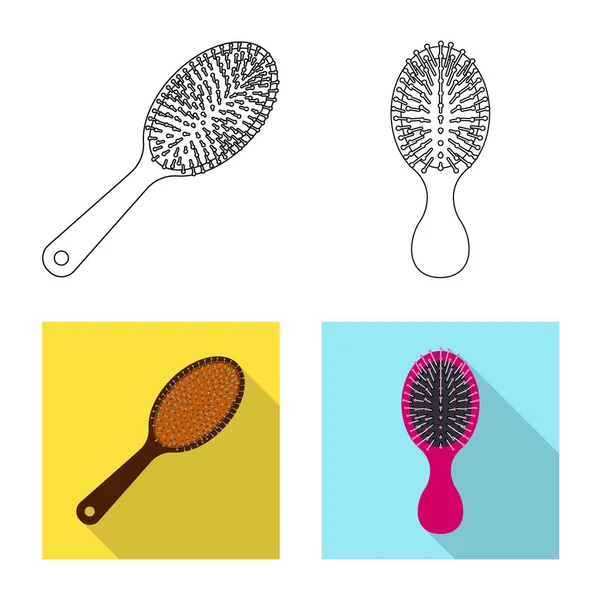 Illustration vectorielle du symbole pinceau et cheveux. Collection de brosse et brosse à cheveux symbole de stock pour la toile . — Image vectorielle