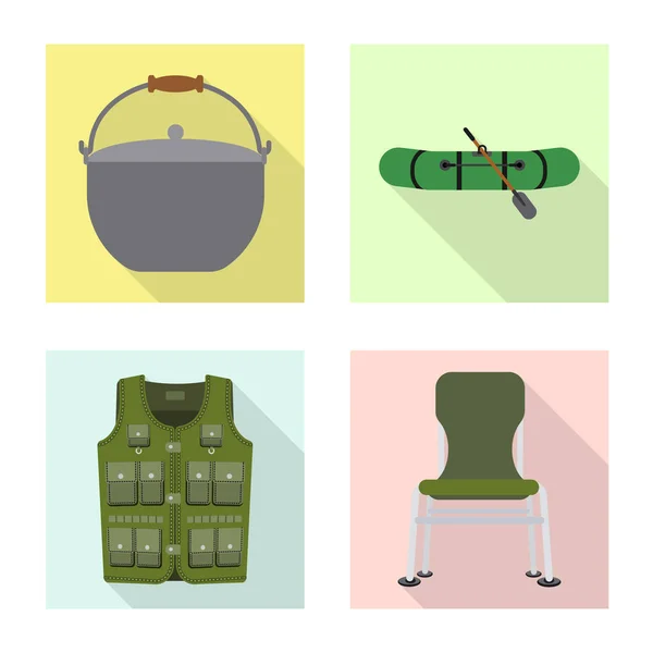 Vektor-Design von Fisch und Fischerei-Logo. Set von Fisch und Ausrüstung Vektor-Symbol für Lager. — Stockvektor