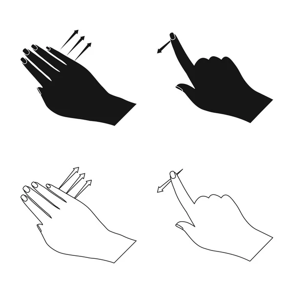 Vektor-Design von Touchscreen und Hand-Symbol. Sammlung von Touchscreen und Touchstock-Symbol für das Web. — Stockvektor