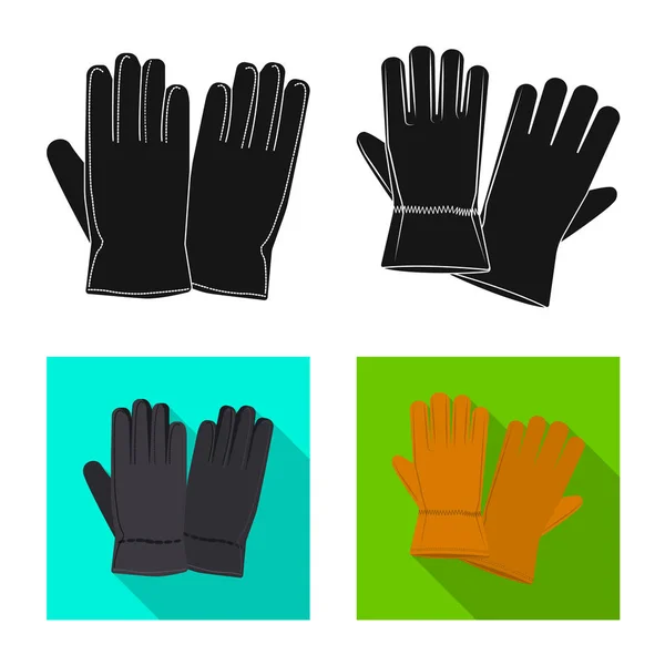 Ilustración vectorial de guante y signo de invierno. Juego de guante y equipo stock vector ilustración . — Vector de stock