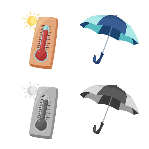 Vectorillustratie van weer en klimaat symbool. Set van weer en cloud vector pictogram voor voorraad. — Stockvector