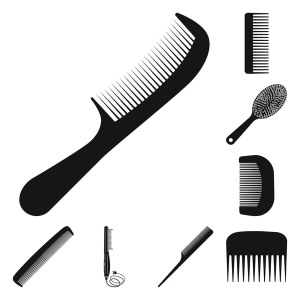Objeto aislado de pincel y logotipo del cabello. Conjunto de cepillo y cepillo de pelo vector de ilustración . — Vector de stock