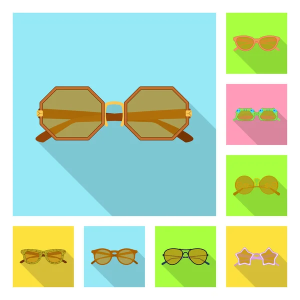 Vector design of glasses and sunglasses sign. Collection of glasses and accessory stock symbol for web. — Stock Vector