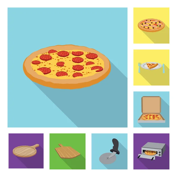 Ilustração vetorial de pizza e símbolo de comida. Conjunto de pizza e itália ilustração vetor estoque . — Vetor de Stock