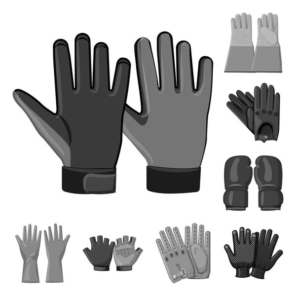 Vector illustration of glove and winter sign. Collection of glove and equipment stock vector illustration.