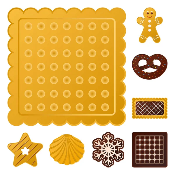 Bisküvi ve kek simge vektör tasarımı. Bisküvi ve çikolata vektör simgesini hissenin topluluğu. — Stok Vektör