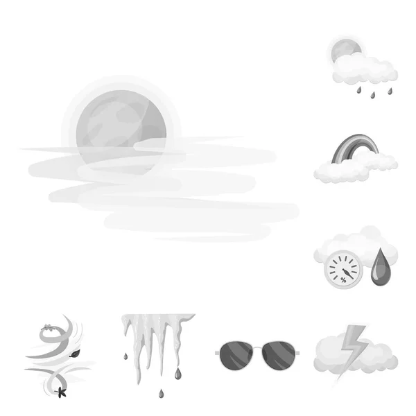 Vektorová design počasí a počasí symbolu. Sbírka počasí a vektorové ikony aplikace pro stock. — Stockový vektor