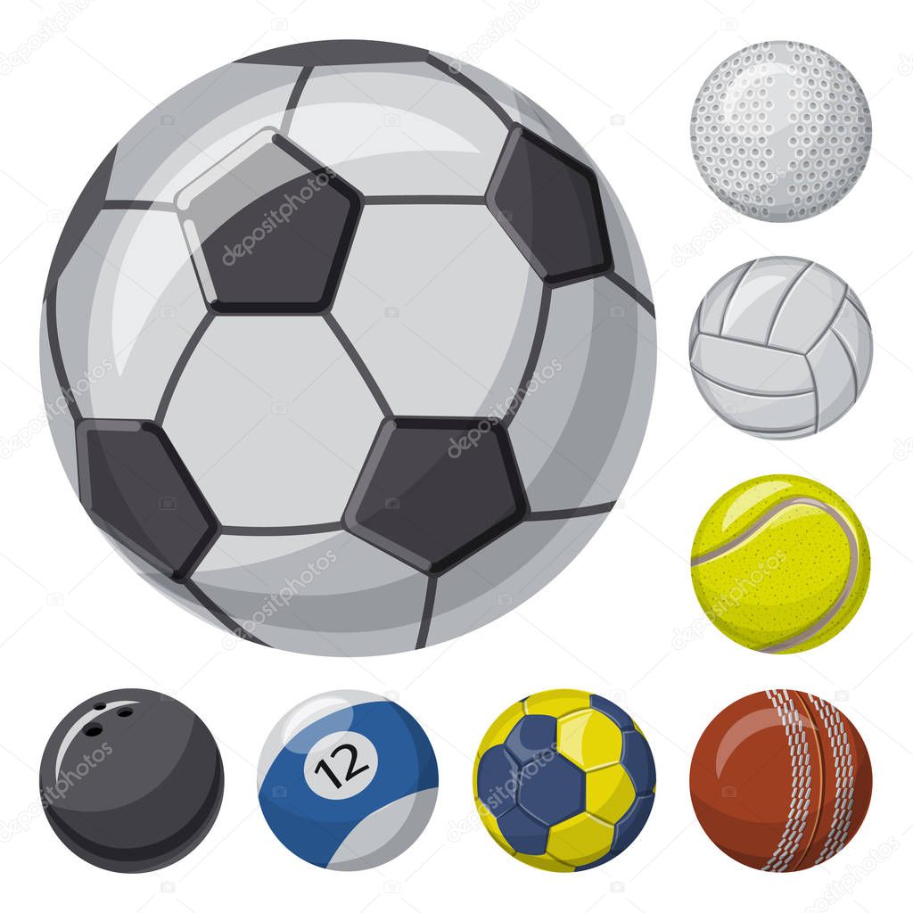 Isolated object of sport and ball sign. Set of sport and athletic stock vector illustration.