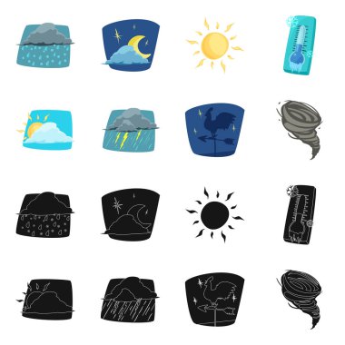 Hava ve İklim simge vektör Illustration. Hisse senedi için hava ve bulut vektör simge kümesi.