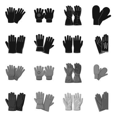 Eldiven ve kış simge vektör Illustration. Web için eldiven ve ekipman hisse senedi simgesi kümesi.
