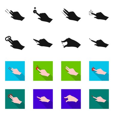 Dokunmatik ve el logo vektör tasarımı. Dokunmatik ekran ayarla ve stok için vektör simgeye dokunun.