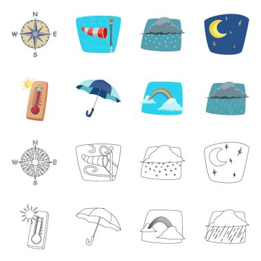 Hava ve iklim işareti vektör Illustration. Web için hava ve bulut hisse senedi simgesi kümesi.