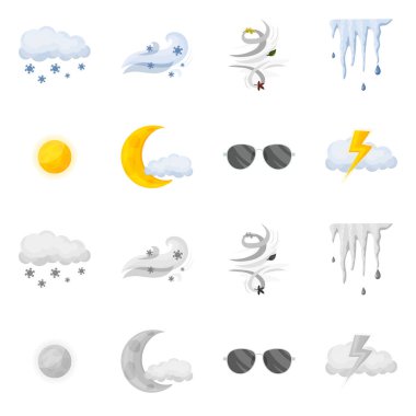 Hava ve hava simge vektör Illustration. Hava durumu ve uygulama kümesi stok vektör çizim.