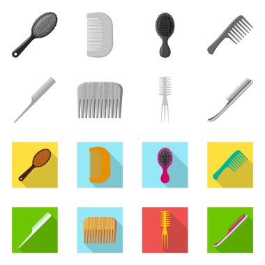 Fırça ve saç logo vektör Illustration. Web için fırça ve saç fırçası hisse senedi simgesi kümesi.