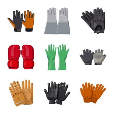 Bir eldiven ve kış işaret illüstrasyon vektör. Eldiven ve ekipman hisse senedi vektör çizim topluluğu.