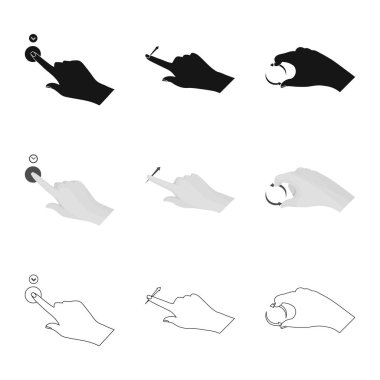 Dokunmatik ve el simge vektör Illustration. Dokunmatik ekran ayarla ve stok için vektör simgeye dokunun.