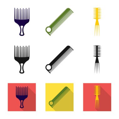 Fırça ve saç işareti vektör Illustration. Web için fırça ve saç fırçası hisse senedi simgesi kümesi.