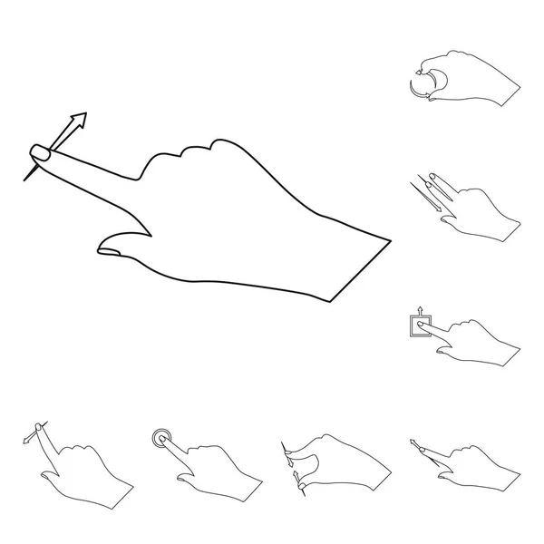 Vektorillustration von Touchscreen und Hand-Logo. Sammlung von Touchscreen und Touchvektorsymbol für Aktien. — Stockvektor