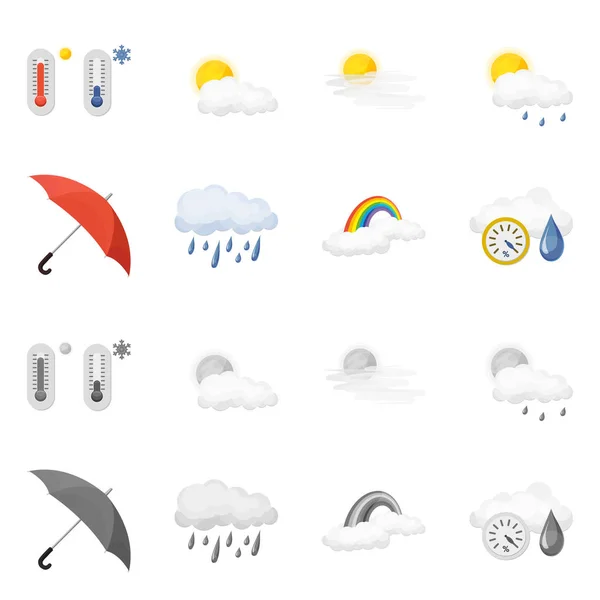 Conception vectorielle du logo météo et météo. Collection d'icônes vectorielles météo et application pour stock . — Image vectorielle