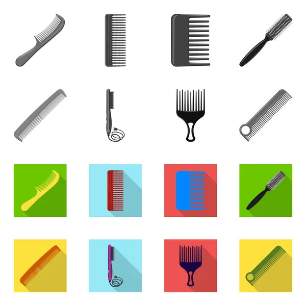 Diseño vectorial de pincel y signo capilar. Colección de cepillo y cepillo de pelo símbolo de stock para web . — Vector de stock