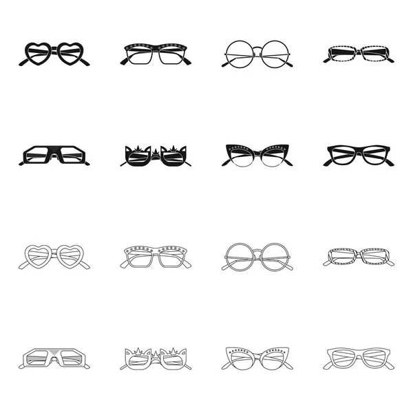 Vektorové ilustrace brýle a sluneční brýle značky. Kolekce brýlí a příslušenství skladem vektorové ilustrace. — Stockový vektor