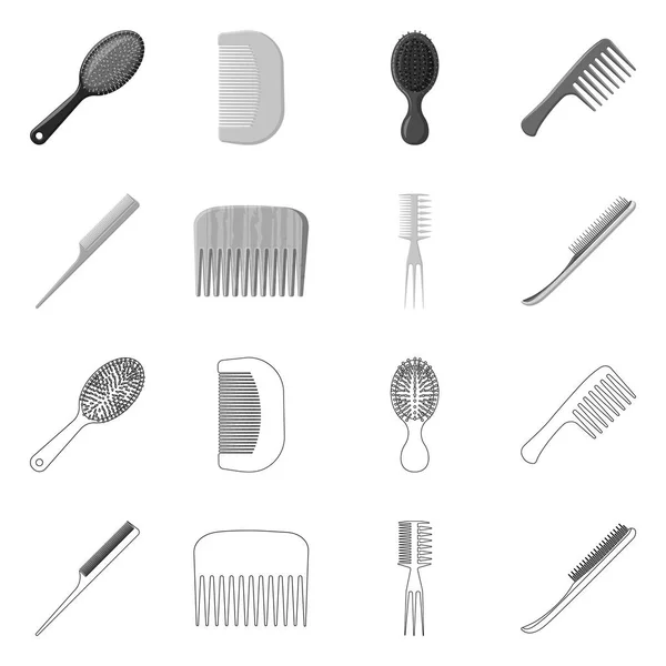 Objeto aislado de cepillo e icono de cabello. Colección de cepillo y cepillo vector icono para stock . — Archivo Imágenes Vectoriales