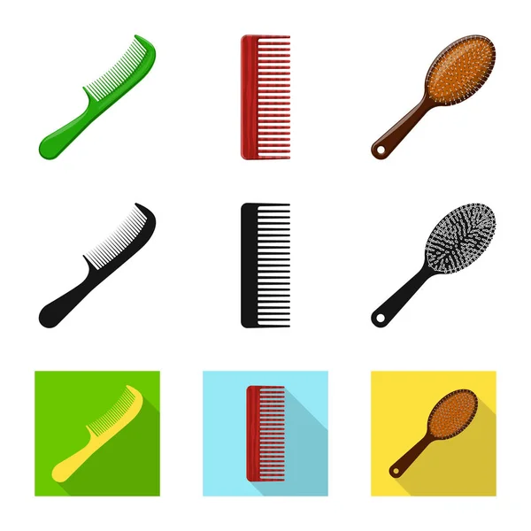 Illustration vectorielle du symbole pinceau et cheveux. Collection de brosses et brosses à cheveux illustration vectorielle . — Image vectorielle