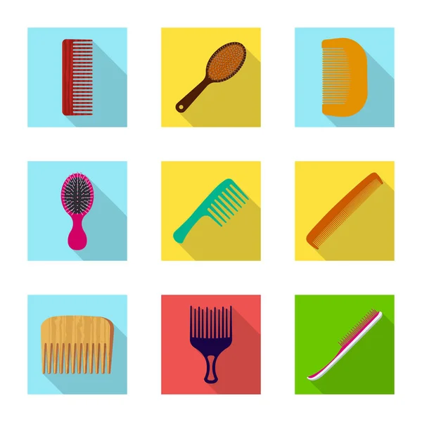 Objeto aislado de pincel y signo de cabello. Conjunto de cepillo y cepillo para web . — Vector de stock