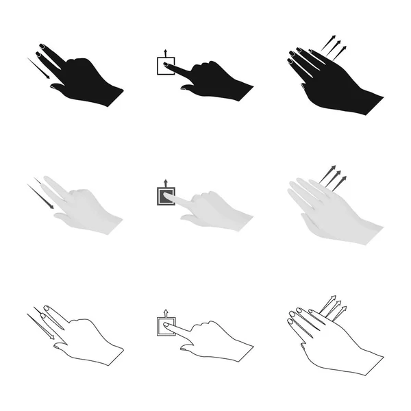 Διανυσματική σχεδίαση του λογότυπου οθόνη αφής και το χέρι. Συλλογή από οθόνη αφής και αφής διανυσματικά εικονίδιο για Χρηματιστήριο. — Διανυσματικό Αρχείο