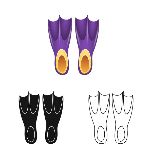 Illustration vectorielle de l'équipement et symbole de natation. Ensemble de matériel et symbole stock d'activité pour le web . — Image vectorielle