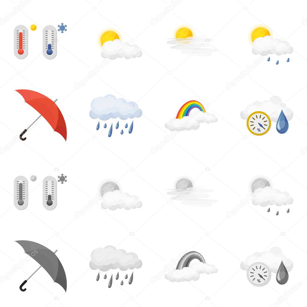 Vector design of weather and weather logo. Collection of weather and application vector icon for stock.